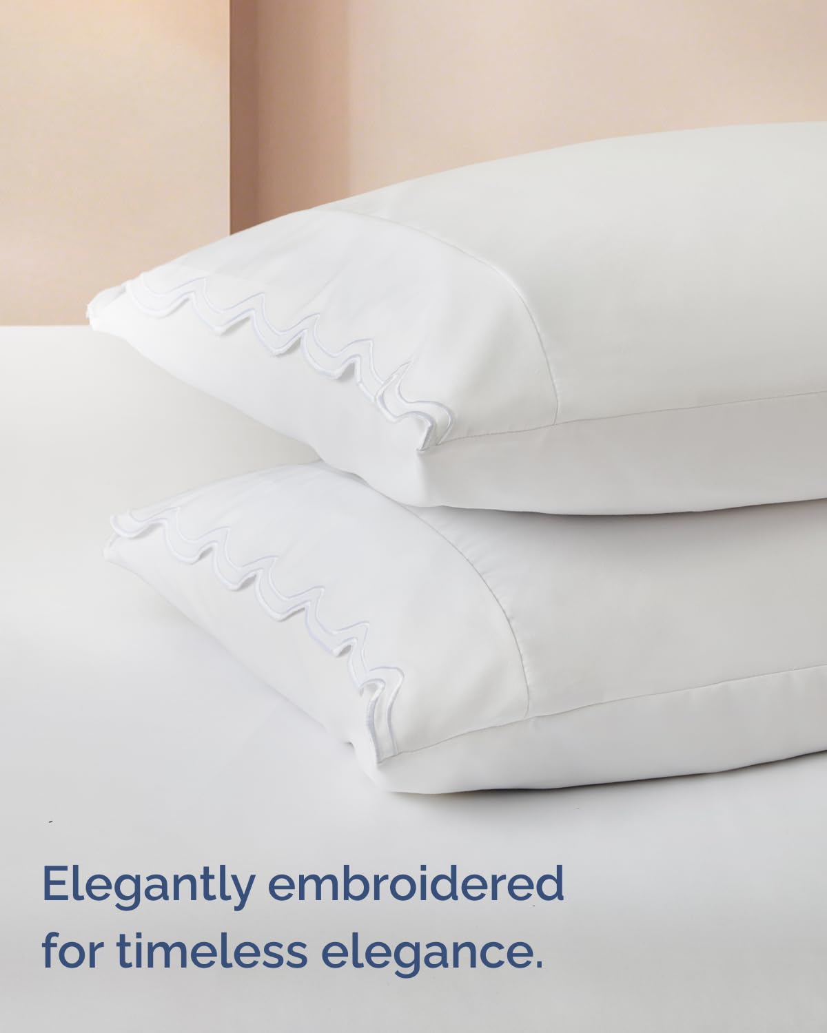 Extra Thick Heavyweight Queen Size 4 Piece Bed Sheet Set - Scalloped Edge Bedding - Ultra-Soft & Wrinkle Resistant - Super Luxury Queen Bed Set - Premium Hotel Quality Sheets with Deep Pockets - White