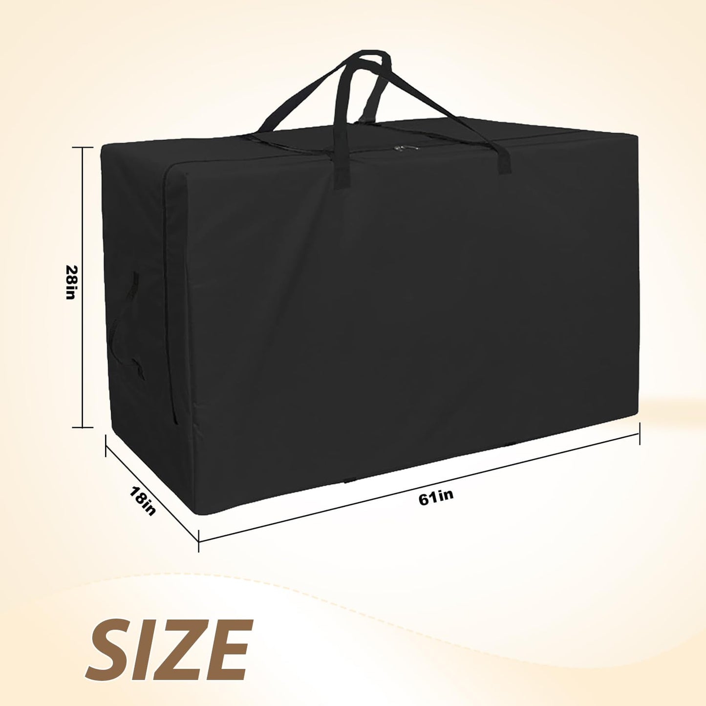 GMAPATS 420D Folding Mattress Storage Bag, Portable Memory Foam Mattress Case, Fits 3-4 Inch Double Tri-Fold Mattresses, 61x28x18 Inches, Ideal for Travel and Home Storage