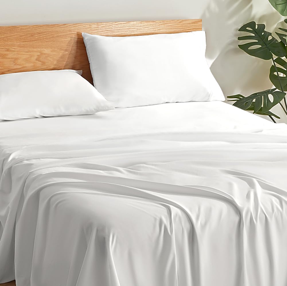 SLEEP ZONE 3 Pieces Bed Sheet Set, Microfiber Bed Sheet Twin XL Size, Soft & Breathable Bedding Sheet Set, Deep Pocket Fitted Sheet, Flat Sheet and Pillowcase (White. Twin XL)