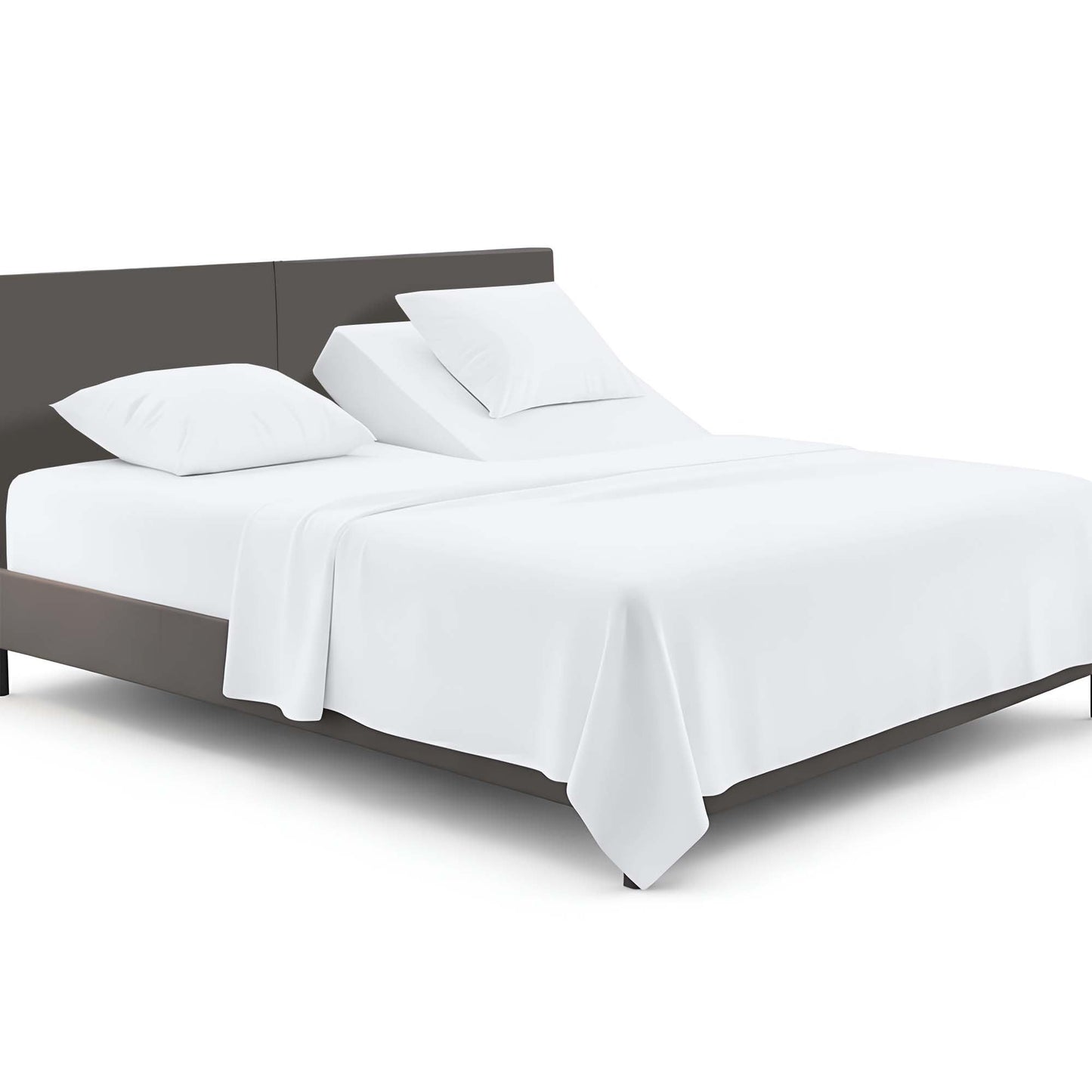 SGI bedding 32" King Split Top Flex Head Sheet Set 1800 Threads Flex Top Sheets for Adjustable Bed 4 Piece 15" Deep Pocket for Sleep Number Bed - White