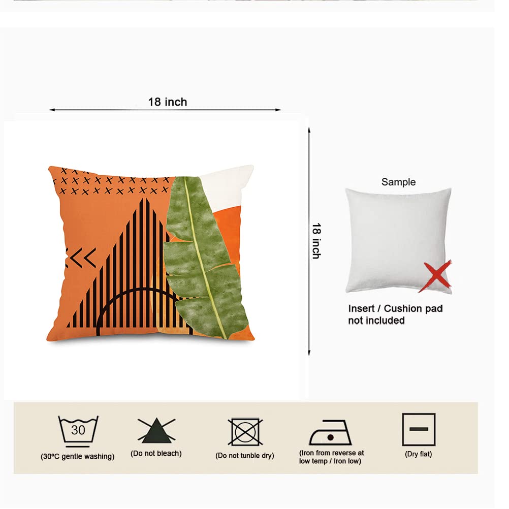 Jartinle Mid Century Modern Tropical Leaves Throw Pillow Covers 18x18 Boho Abstract Art Botanical Plant Nature Pillow Covers Set of 4 Geometric Minimalist for Couch Outdoor Decor …