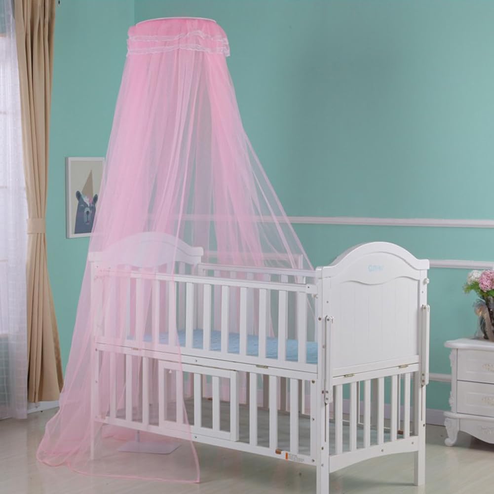 haozaikeji Baby Crib Mosquito Net Breathable Crib Canopy Netting Baby Bed Cot Mosquito Net Hanging Dome Canopy (Without Stand)