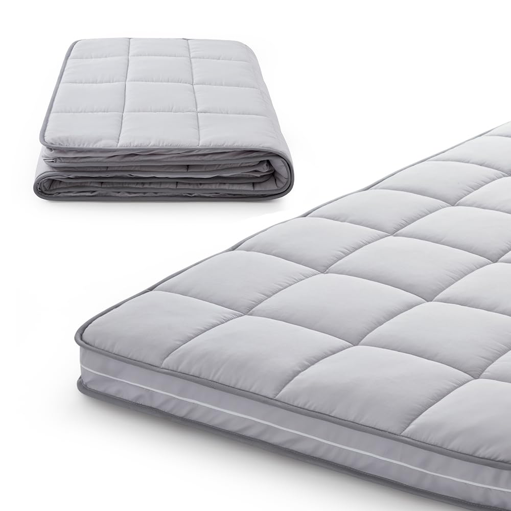 Jamdok 3Inch Narrow Twin Mattress Topper Cover(Only Cover),Cot Mattress Protector Bedding,Foam and Latex Mattress Cover with Zipper,Pillow Top and Bottom(75 x 30”) Gray