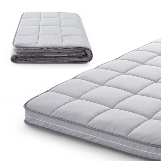 Jamdok 3Inch Narrow Twin Mattress Topper Cover(Only Cover),Cot Mattress Protector Bedding,Foam and Latex Mattress Cover with Zipper,Pillow Top and Bottom(75 x 30”) Gray