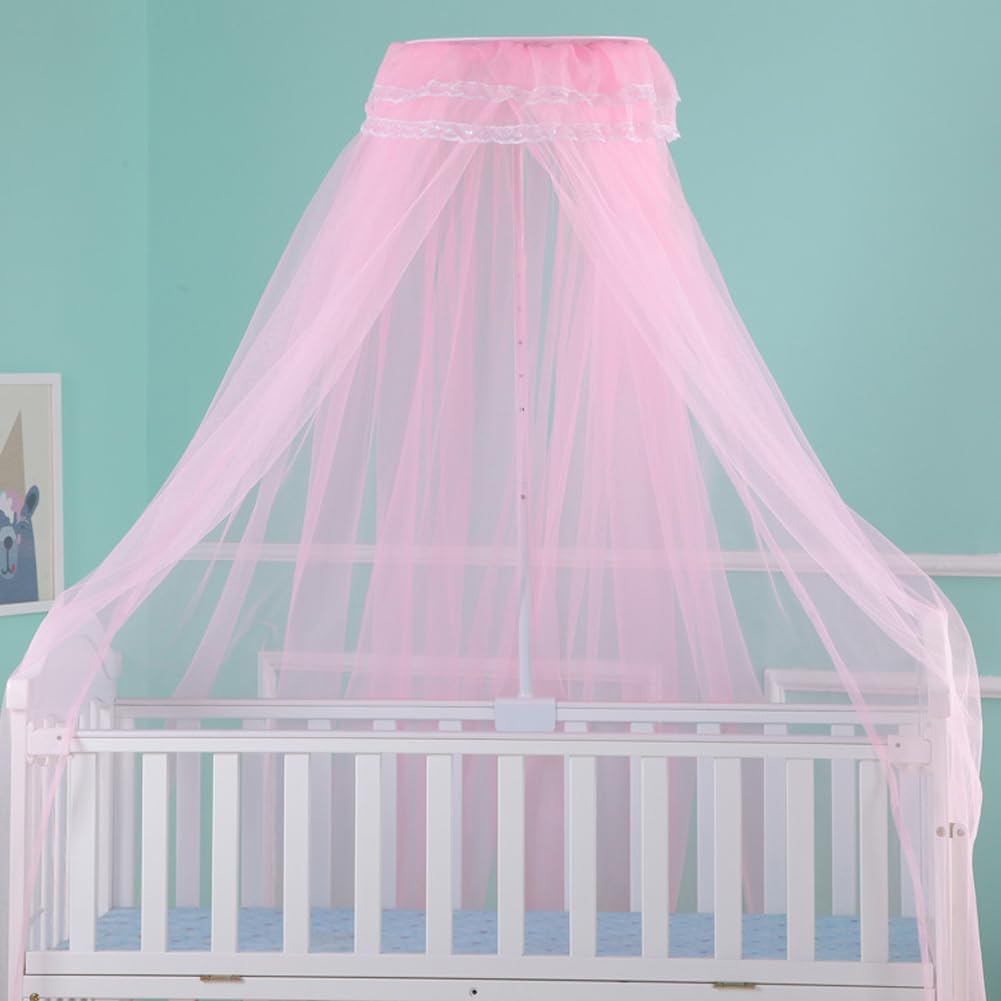 haozaikeji Baby Crib Mosquito Net Breathable Crib Canopy Netting Baby Bed Cot Mosquito Net Hanging Dome Canopy (Without Stand)