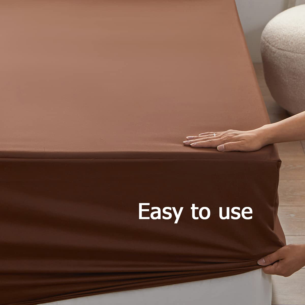 Rushrushlulu Bedding Queen Size Fitted Sheet Only- Bottom Mattress Fitted Sheet-Fits 15inches Deep Mattress Pocket -Soft and Microfibe-Shrinkage and Fade Resistantr-Easy Care-Brown