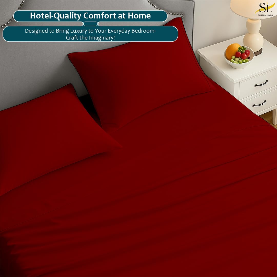 King Sheet Set - 4 Piece Ultra Soft Brushed Microfiber Bed Sheets - 15" Deep Pockets, Wrinkle-Free & Breathable for a Secure Fit Sheets & Pillowcases (King, Burgundy)