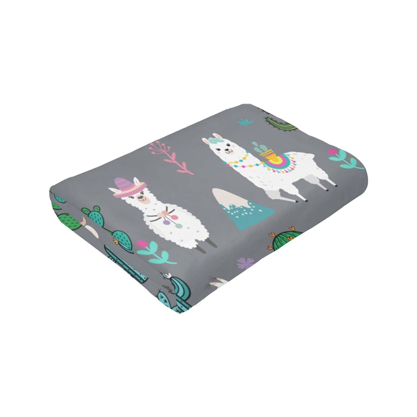 Llama Alpaca Soft Warm Throw Blanket Lightweight Flannel Fleece Bed Blanket Gift for Boys Girls Adults Or Pet Chair Couch Microfiber Blankets 50"X 40"
