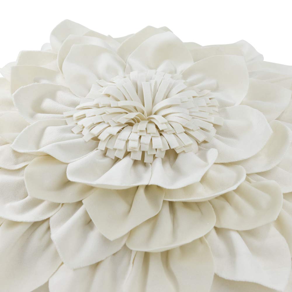 OiseauVoler Decorative Throw Pillow Covers Cream White Floral 18 x 18 Inch