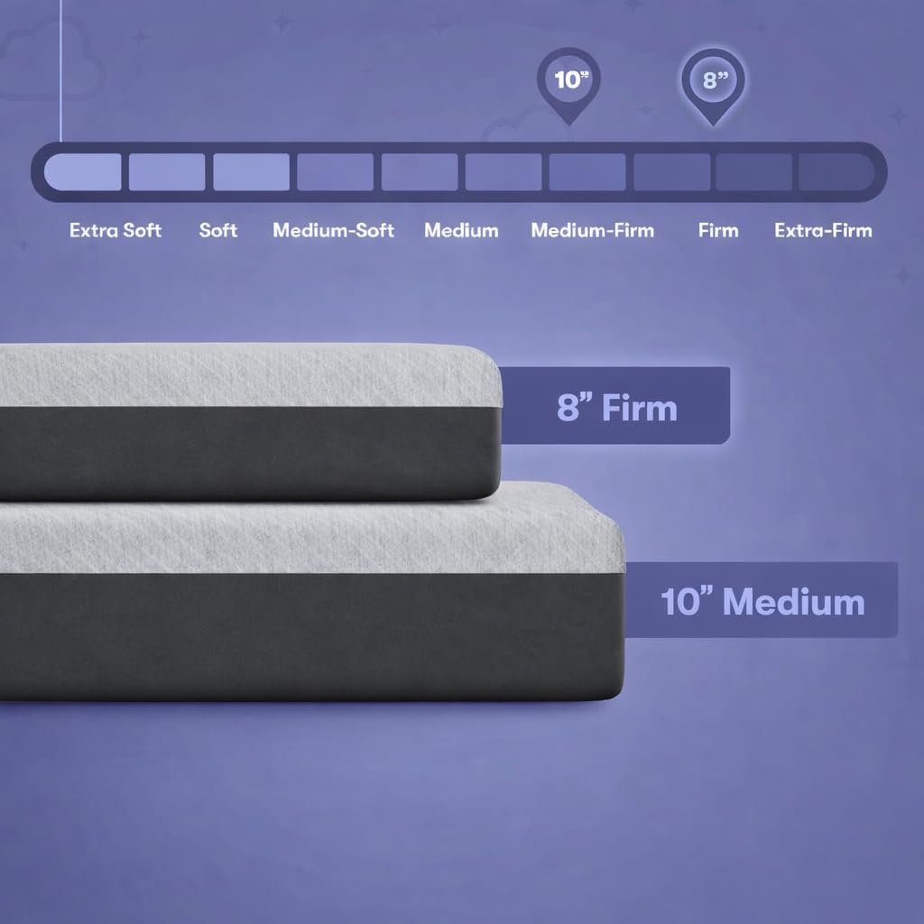 Celestial Sleep 10 Inch RV Short Queen Mattress, Made in The USA, CertiPUR-US®, Oeko-Tex®, and Fiberglass-Free™ Certified Cooling Memory Foam Camper Bed - Medium