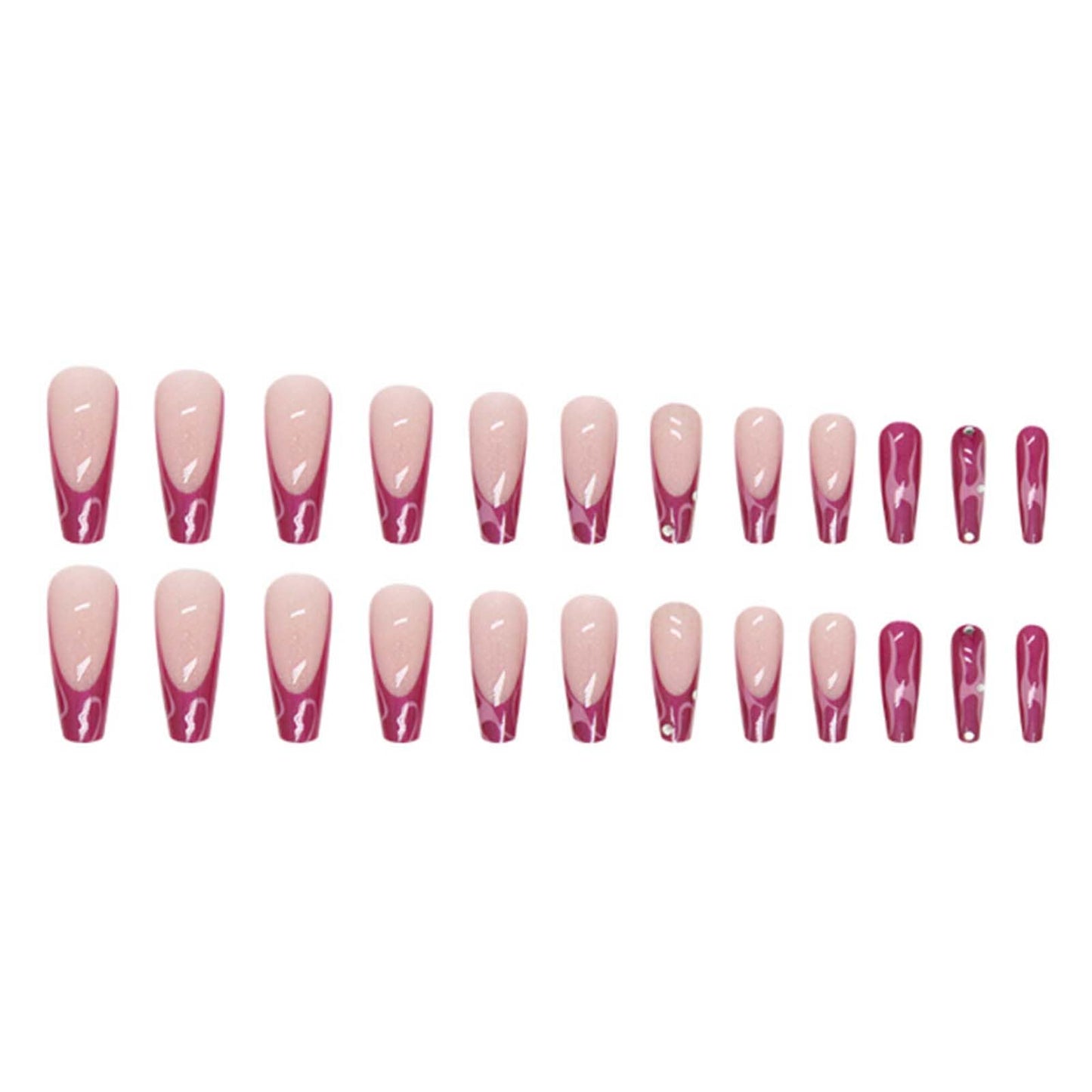 Gifiky Long Coffin False Nails French Press on Nails Galaxy Nails Tips Acrylic Reusable Fake Nails for Women and Girls 24Pcs