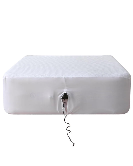 Bedecor Twin Quilted Air Mattress Pad with Pump Access Zipper,Air Bed Protector Cover, Deep Pocket Fits 18-24 Inch Blow Up Beds, Quiet & Breathable,White Diamond