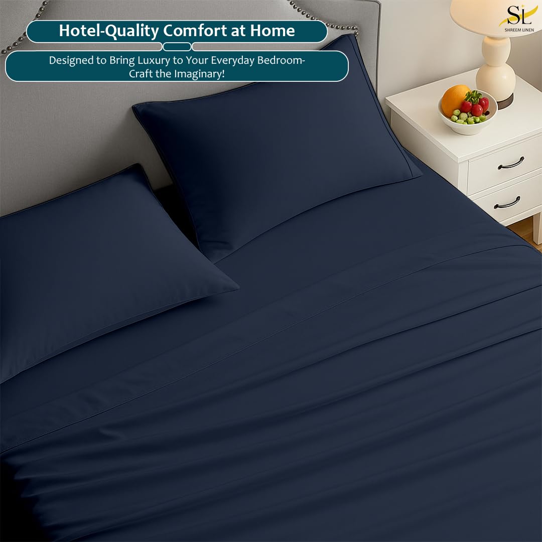 King Sheet Set - 4 Piece Ultra Soft Brushed Microfiber Bed Sheets - 15" Deep Pockets, Wrinkle-Free & Breathable for a Secure Fit Sheets & Pillowcases (King, Navy Blue)