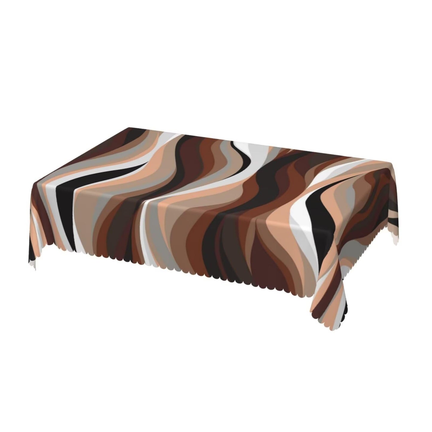 ZEJAYFEY Brown Abstract Rectangle Tablecloth Stripe Black White Gray Aesthetic Art Table Cloths Modern Irregular Washable Table Cover for Home Kitchen Dining Party Decor 54 x 72 Inch