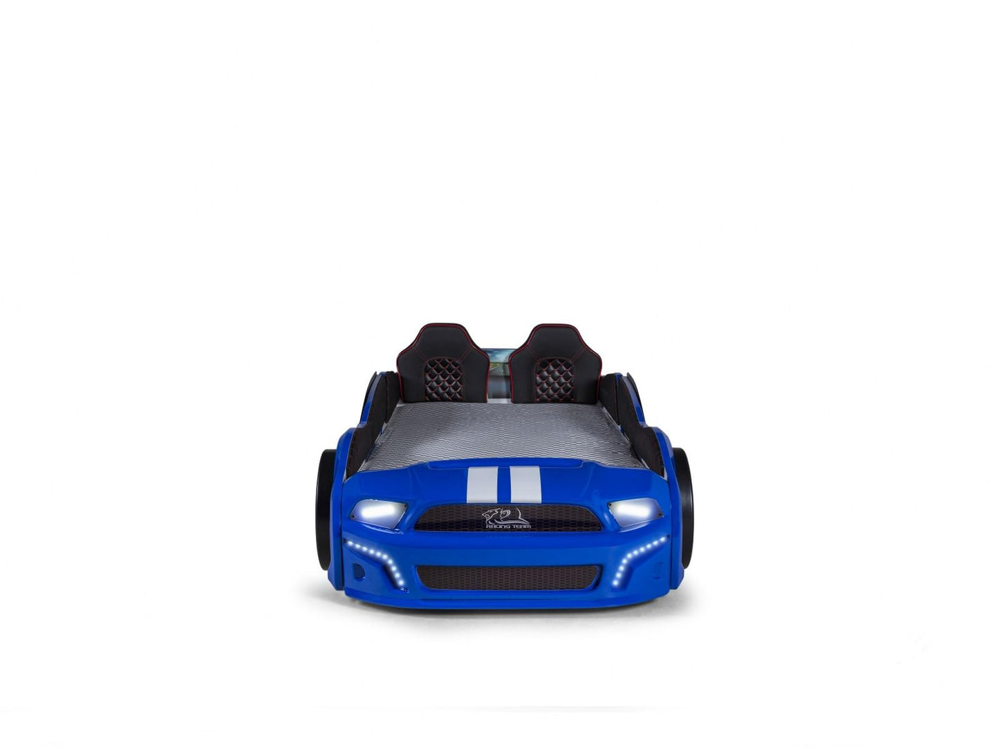 Luxury Race Car Bed for Kids – LED Lights, Sports Car Design, Sound Effects, Twin, Ergonomic & Comfortable Sleeping Experience (Blue)