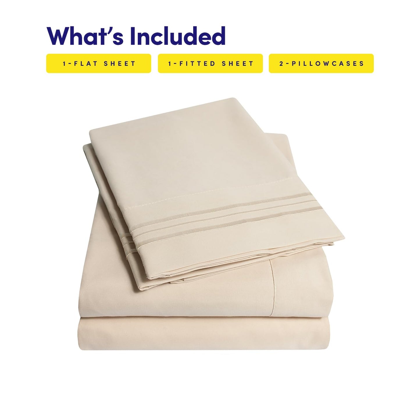 1500 Supreme Collection Queen Sheet Sets Beige Cream - Luxury Hotel Bed Sheets and Pillowcase Set for Queen Mattress - Extra Soft, Elastic Corner Straps, Deep Pocket Sheets, Queen Beige Cream