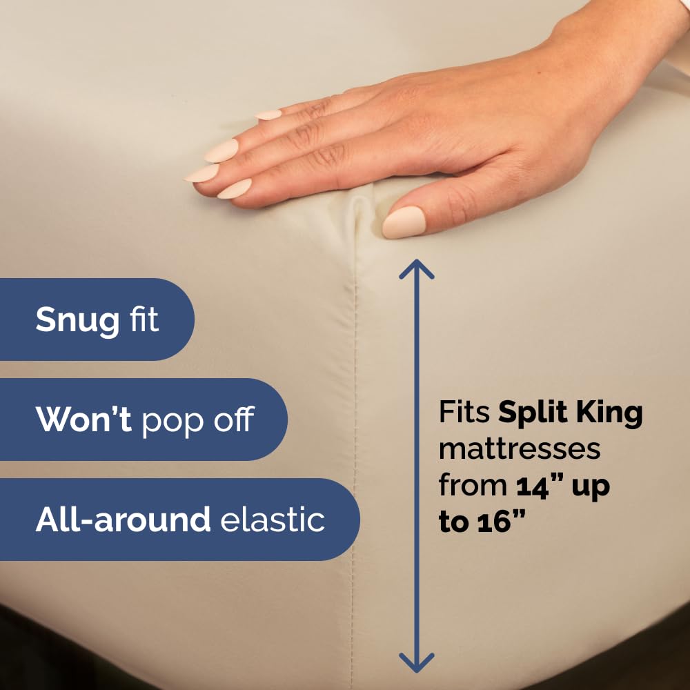 Flex Top Split Head King 4 Piece Sheet Set - Ultra-Soft, Breathable & Cooling Bed Sheets Set - Hotel Luxury Bedding for Women & Men with Deep Pockets - Wrinkle Free & Fade Resistant - Oeko-Tex - Wheat