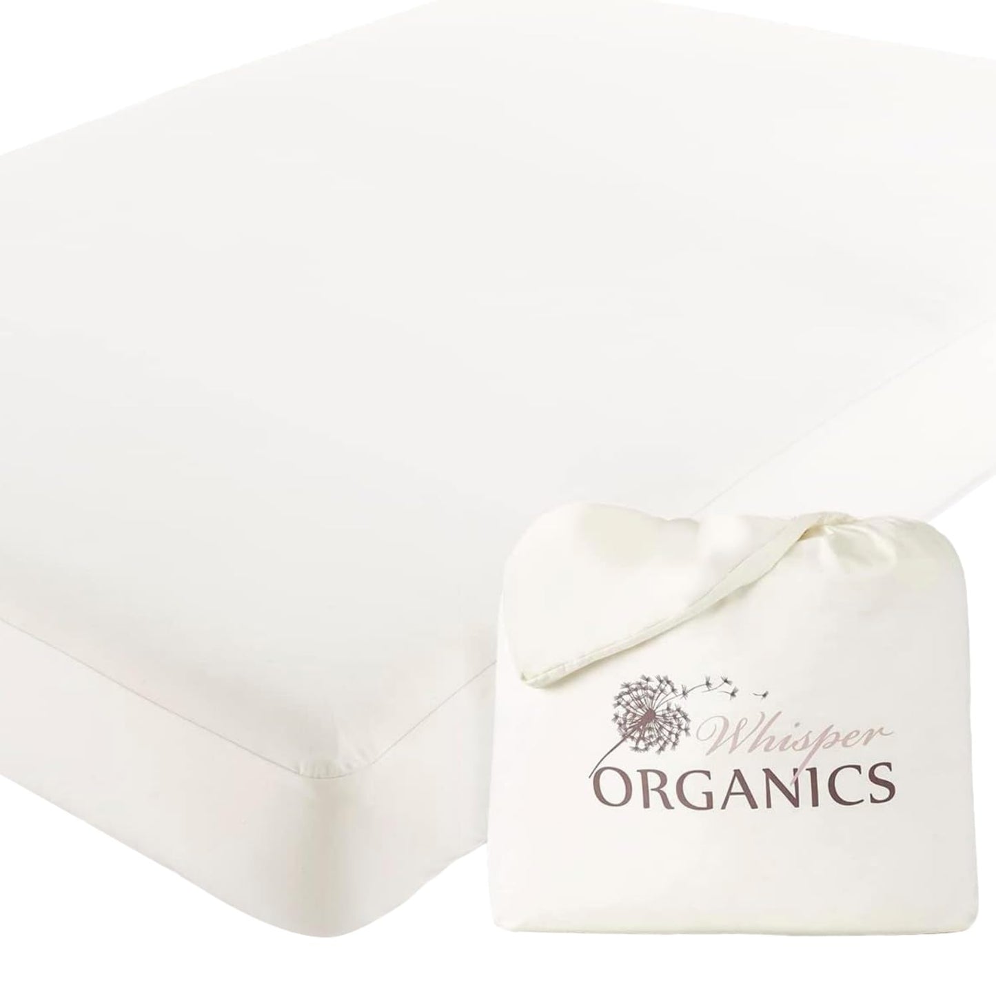 Whisper Organics, 100% Waterproof Mattress Protector - Pique Textured Weave, Breathable Soft & Durable - King Mattresses Cover - GOTS Certified Organic - White, 17" Deep Pocket, 78x82 Inch