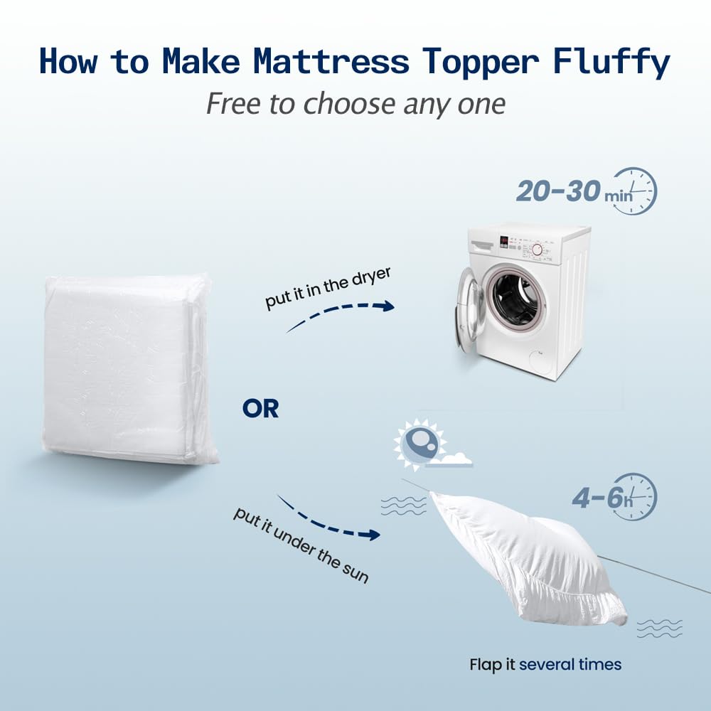SOPAT Mattress Topper King Size Extra Thick Mattress Pad 8-21" Deep Pocket Soft Down Alternative Fill Mattress Protector Pillow Top Mattress Cover (78x80 Inches, White)