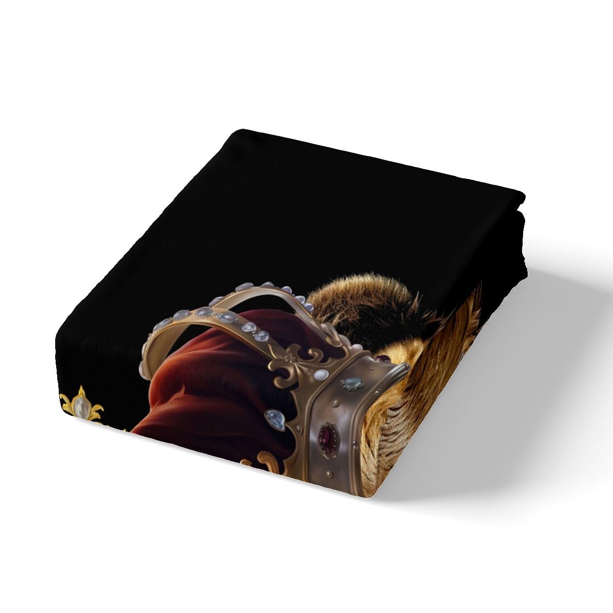 Rustic Bear Duvet Cover Set Full Size,3D Brown Fur Animal Golden Crown Comforter Cover with 2 Pillowcases,African Tropical Wildlife Black Breathable Bedspread for Boys Teens