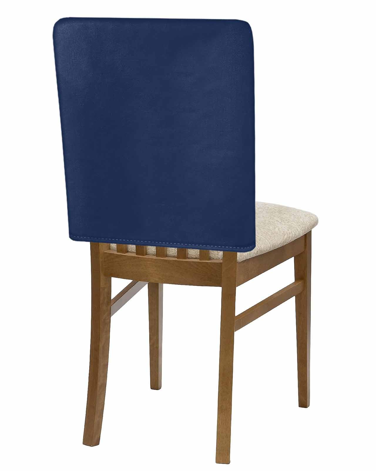 Anzona Navy Blue Chair Back Covers for Dining Room, Farmhouse Solid Navy Blue Color Linen Polyester Back Chair Protector, Rustic Modern Art 6 Pcs Dining Chair Seat Covers for Hotel, 20 x 19 Inches