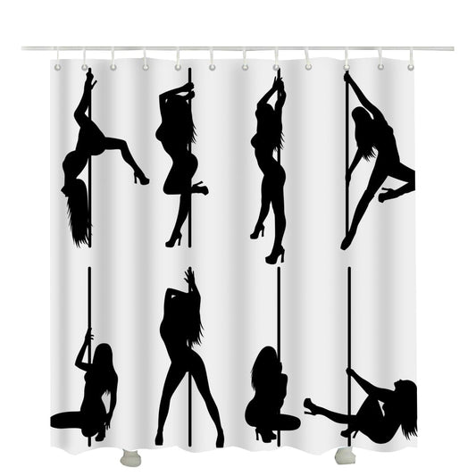 BLDKORUER Sexy Female Pole Dance Shower Curtain Eight Shapes Strippers Shower Curtain with Hooks Bathroom Decorative Accessories 72 x 72 inch