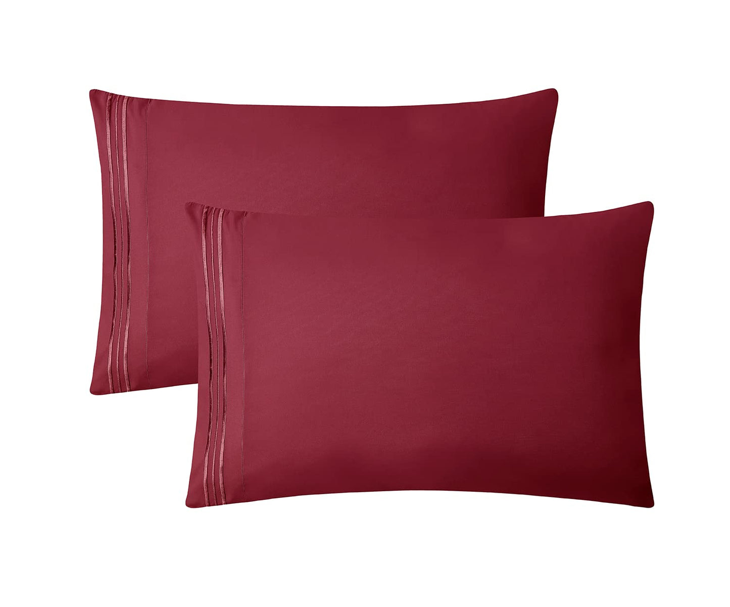 Clara Clark 1800 Premier Series 4pc Bed Sheet Set - King, Burgundy Red