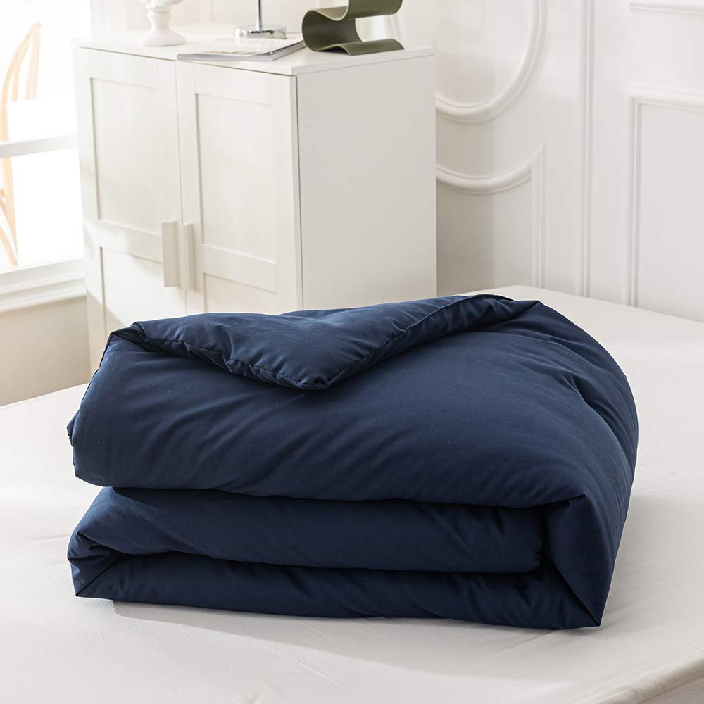 KAREVER Navy Blue Comforter Queen Bedding Set Women Soft Dark Navy Bedding Comforter Set Men Breathable Durable Bed Set
