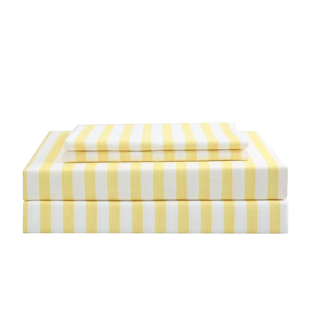 Best Season 3 Piece Stripe Microfiber Stripe Sheet Set - Super Soft Luxury Hotel Deep Pocket,Stain, Fade & Wrinkle Resistant Bedding Set (Yellow,Twin Size)
