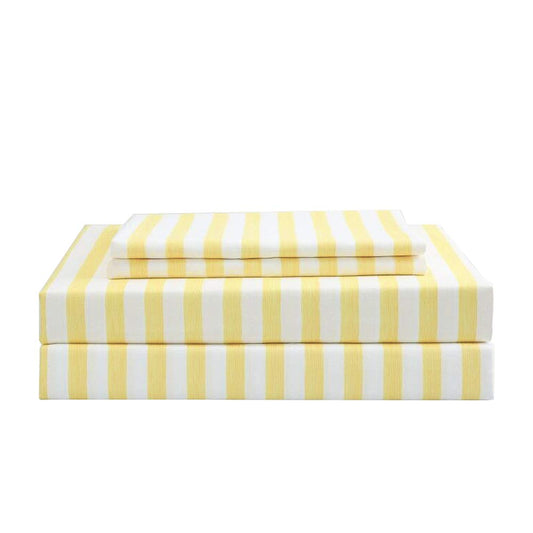 Best Season 3 Piece Stripe Microfiber Stripe Sheet Set - Super Soft Luxury Hotel Deep Pocket,Stain, Fade & Wrinkle Resistant Bedding Set (Yellow,Twin Size)