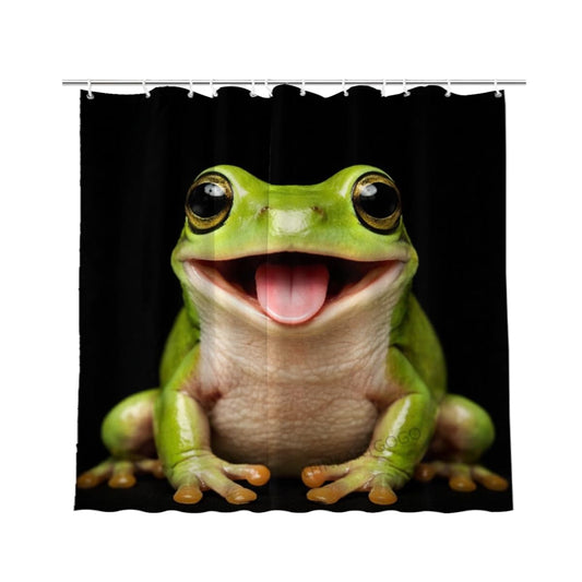 LFINKARTGOGO Frog Shower Curtain 72x72 Inch with 12 Hooks Funny Farm Animal Bathroom Decor Black Background Waterproof Washable Polyester Bath Curtain