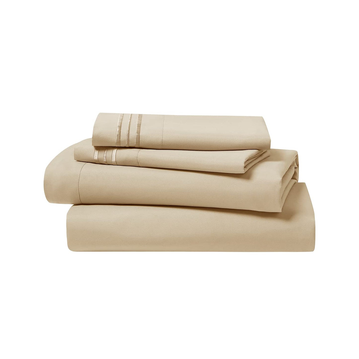 Clara Clark Bed Sheets, Premier 1800 Series 4 Piece Bed Sheet Set, Deep Pocket, Wrinkle, Fade, Stain Resistant, Luxury Soft Bedding Sheets & Pillowcases, King, Beige Cream