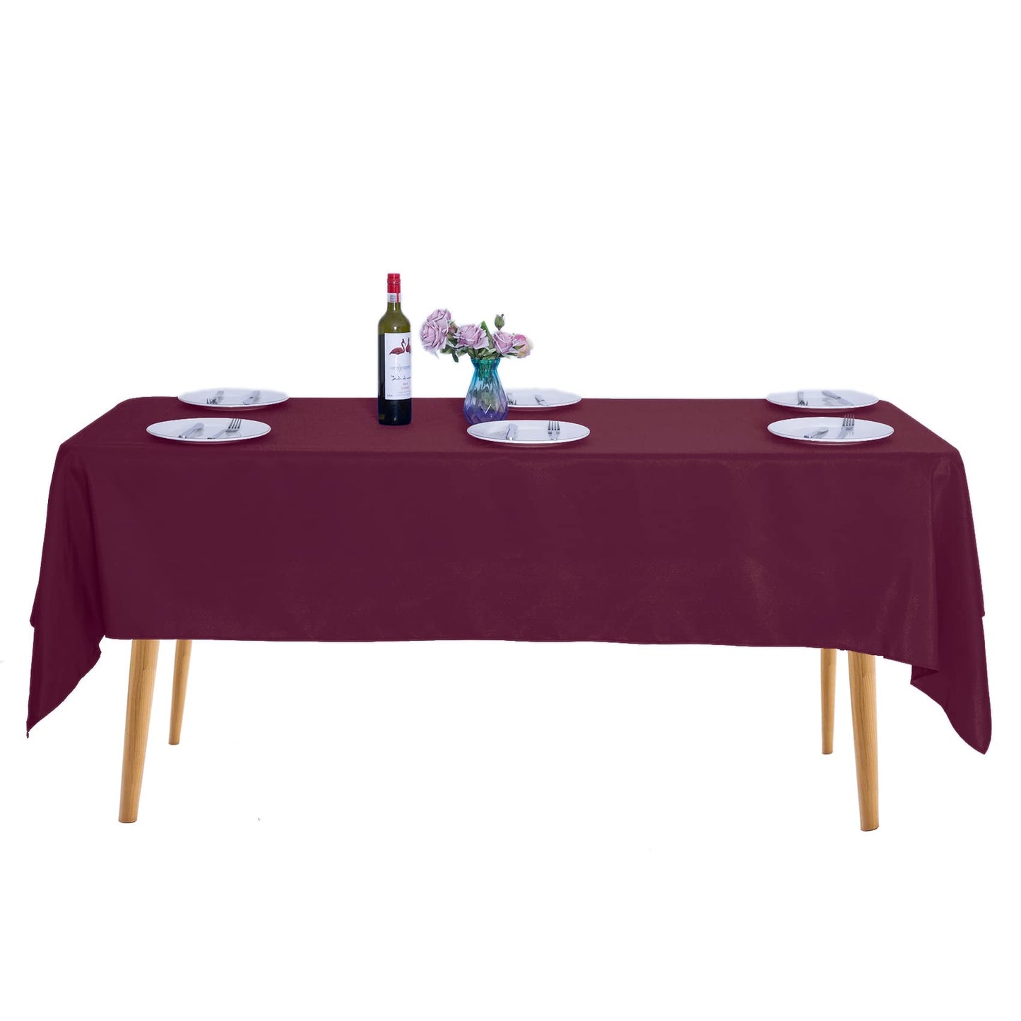 Ascoza 2pack 60x120 Inch Burgundy Rectangular Tablecloth 6 Feet Table Cloth in Polyester Fabric for Wedding/Banquet/Restaurant/Parties
