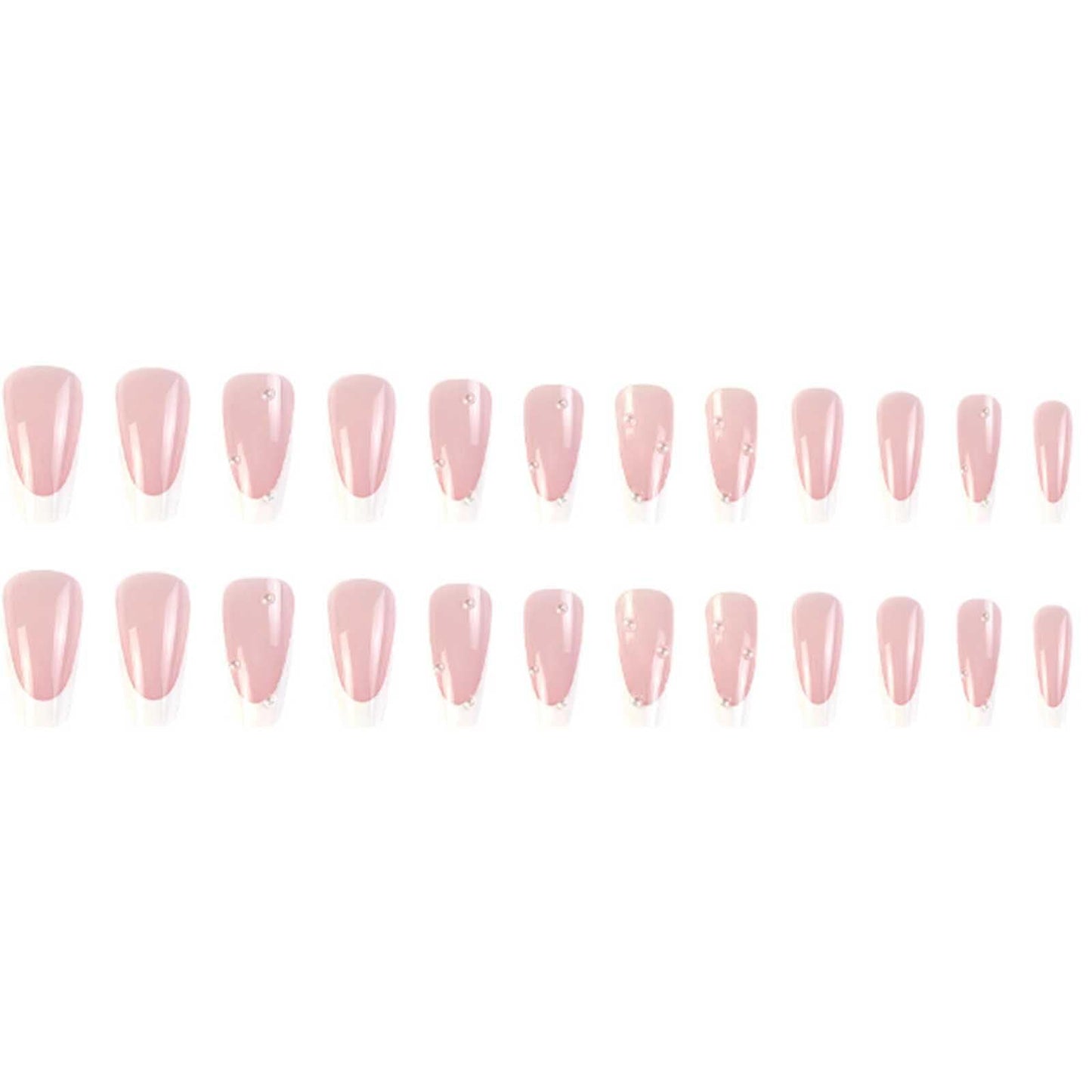 Gifiky White French False Nails Long Coffin Press on Nails Cute Pearls Nails Tips Acrylic Ballerina Fake Nails for Women and Girls 24Pcs