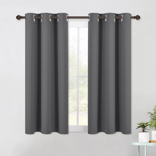 NICETOWN Bedroom Curtains Blackout Drapery Panels, Three Pass Microfiber Thermal Insulated Solid Ring Top Blackout Window Curtains/Drapes (Two Panels, 42 x 54 Inch, Gray)