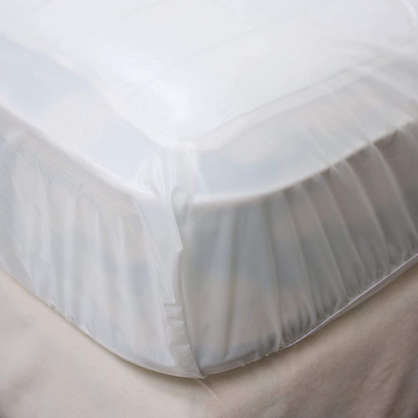 Home Expressions 4Gauge Vinyl Plastic Mattress Protector Fitted Sheet Style Waterproof Mattress Cover Breathable and Spill Protection Fits a Mattress Up to 11.5" Deep (Queen 80" x 60" x 11.5 Deep)
