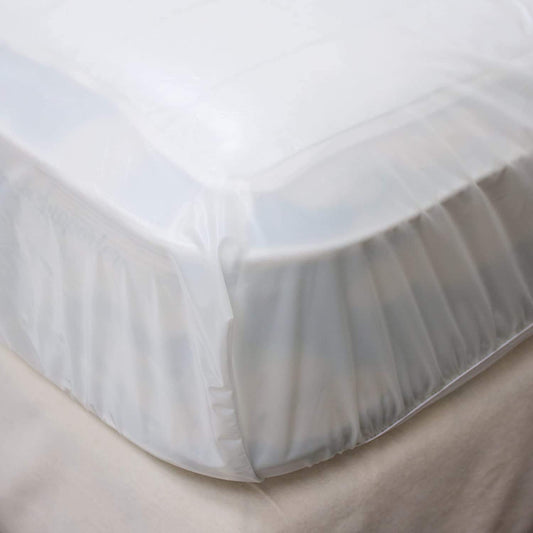 Home Expressions 4Gauge Vinyl Plastic Mattress Protector Fitted Sheet Style Waterproof Mattress Cover Breathable and Spill Protection Fits a Mattress Up to 11.5" Deep (Queen 80" x 60" x 11.5 Deep)