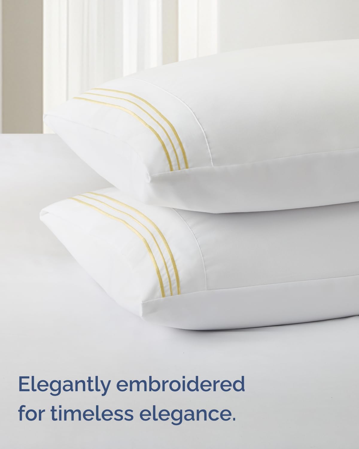 Extra Thick Heavyweight Queen Size 4 Piece Bed Sheet Set - Embroidery Bed Sheets - Soft & Wrinkle Free - Super Luxury Queen Bed Set - Premium Hotel Quality Bedding with Deep Pockets - Butter Yellow