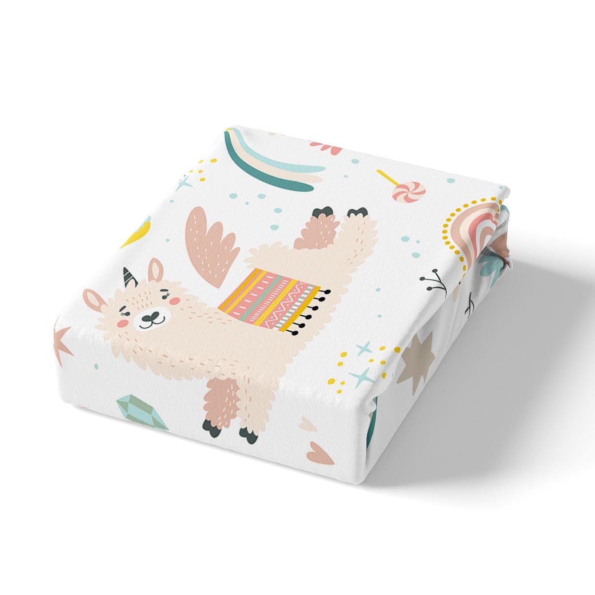 Feelyou Llama Alpaca Fitted Sheet Kids Cute Llama Donuts Bedding Set Cartoon Llama Alpaca Bed Sheet Set for Boys Girls 3D Animal Theme Bed Cover Children Sweet Dessert Room Decor Twin Size