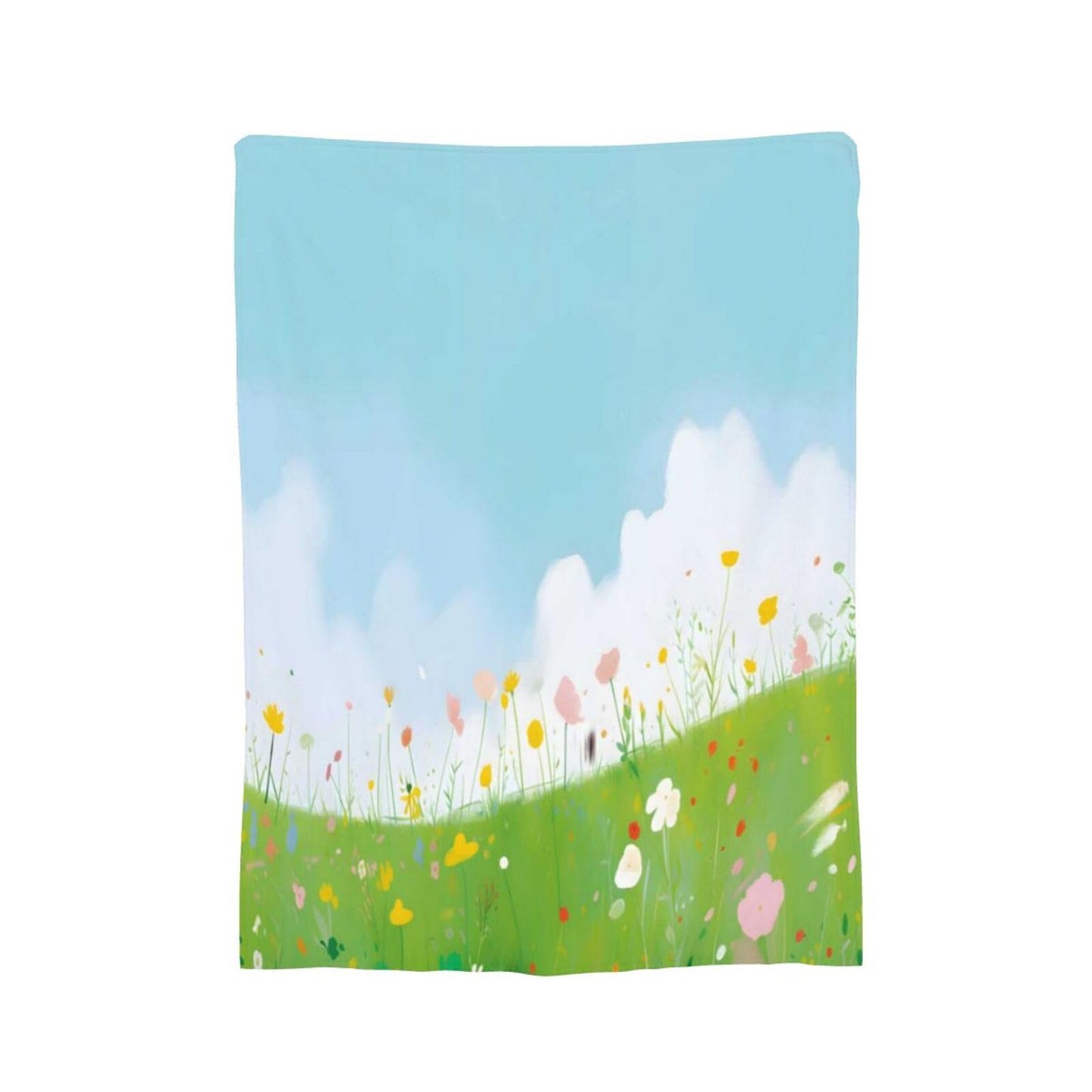 Blue Sky Grassland Flowers Throw Blanket for Couch Soft Blanket for Bed Bed Sofa Decor for Living Room Bedroom 60"X50"