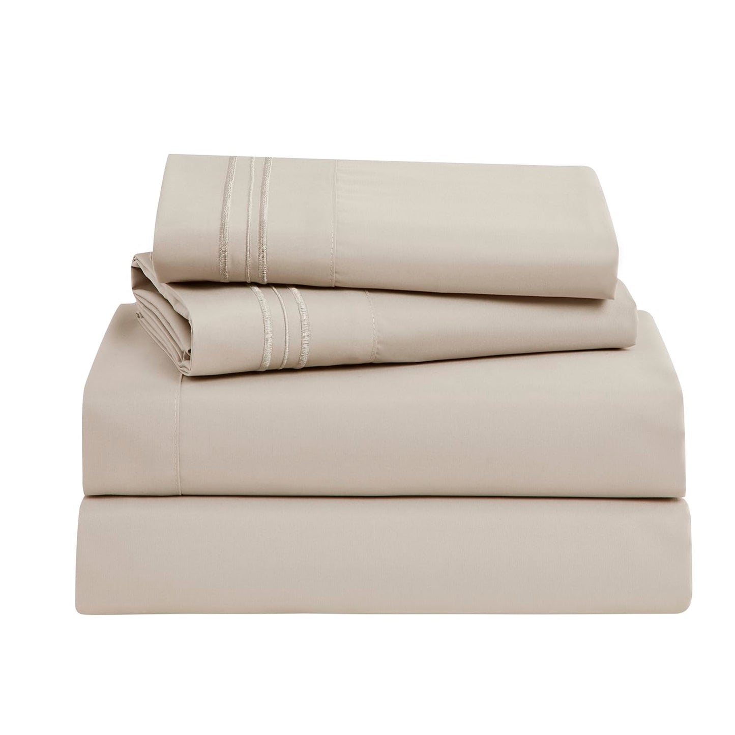 Clara Clark Bed Sheets, Premier 1800 Series Bed Sheet Set, Deep Pocket, Wrinkle, Fade, Stain Resistant, Luxury Soft Bedding Sheets & Pillowcases, Full, Linen
