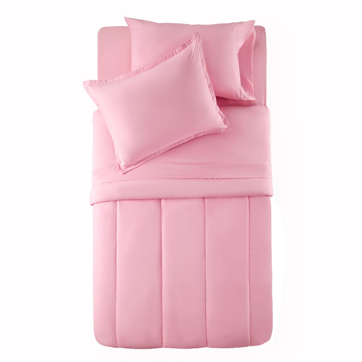 SLEEP ZONE Kids Twin Bedding Comforter Set - Super Cute & Soft Kids Bedding Bed in a Bag 5 Pieces Set with Comforter, Sheet, Pillowcase & Sham (Ballet Pink Color)