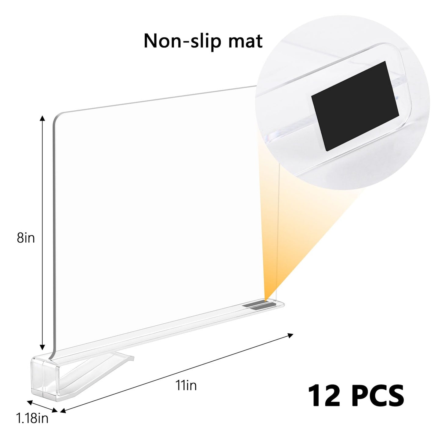 LoveBB 12 Pack Shelf Dividers for Closet Organizers and Storage, Clear Vertical Shelf Closet Separators for Sweater, Shirts, Clothes, Handbags