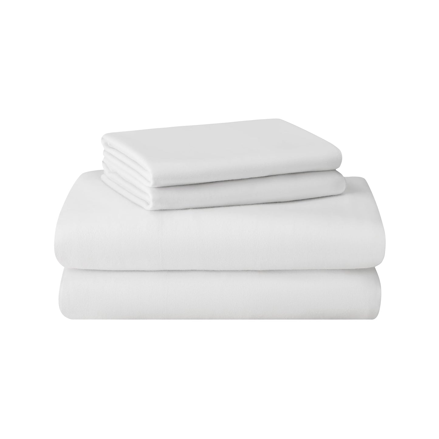 Featherhead 100% Cotton 4PCs Flannel Sheet Set | Double-Brushed for Extra Softness, Warm & Breathable, Extra Deep Pockets fits Up to 17” (White, Full)