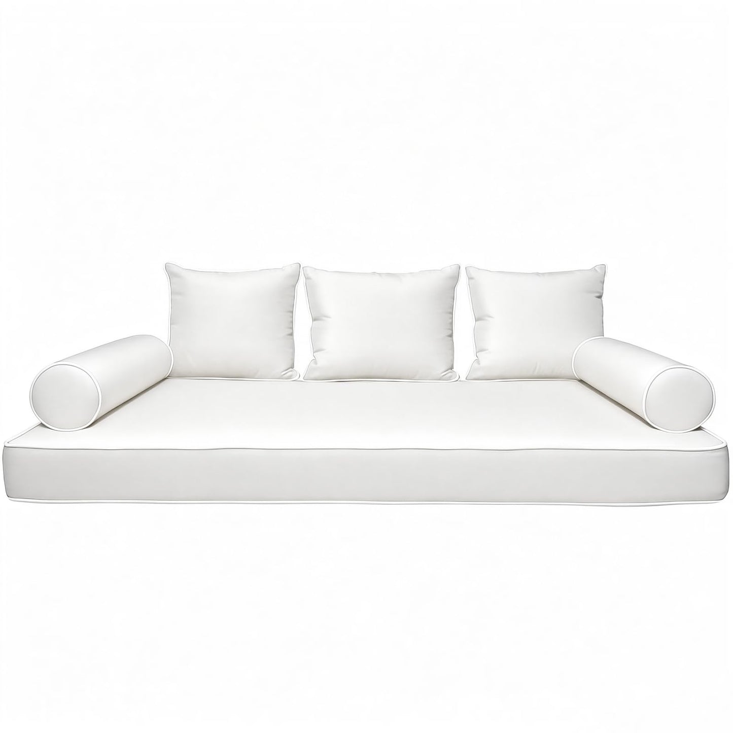 Outdoor Twin Size Daybed Mattress Cover Waterproof, Porch Swing Bed Cushion Covers with Zip,Outdoors Bedding Cushions Pillow Bolster Fitted Sheet Slipcover,ONLY COVER (White-1, 75*39*6inch)