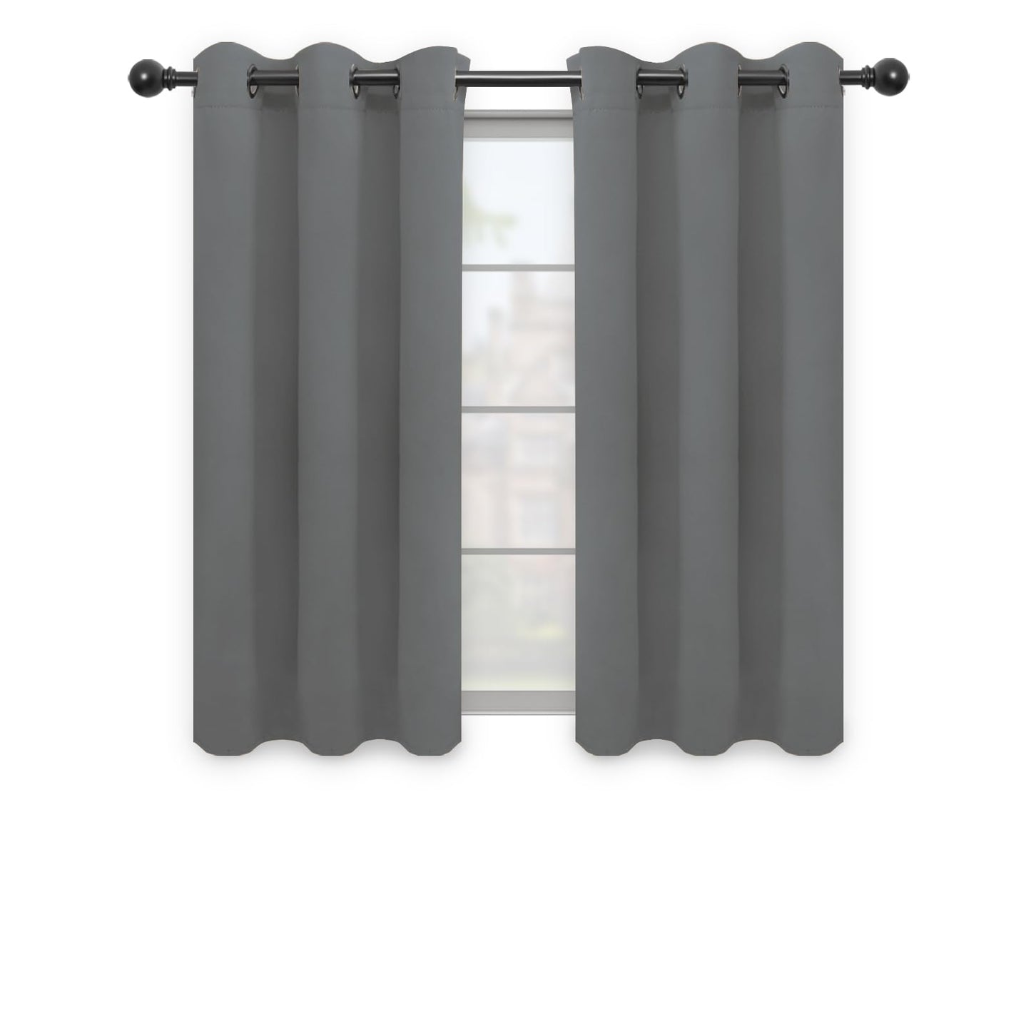 Easy-Going Blackout Curtains for Bedroom, Solid Thermal Insulated Grommet and Noise Reduction Window Drapes, Room Darkening Curtains for Living Room, 2 Panels(42x63 in, Gray)