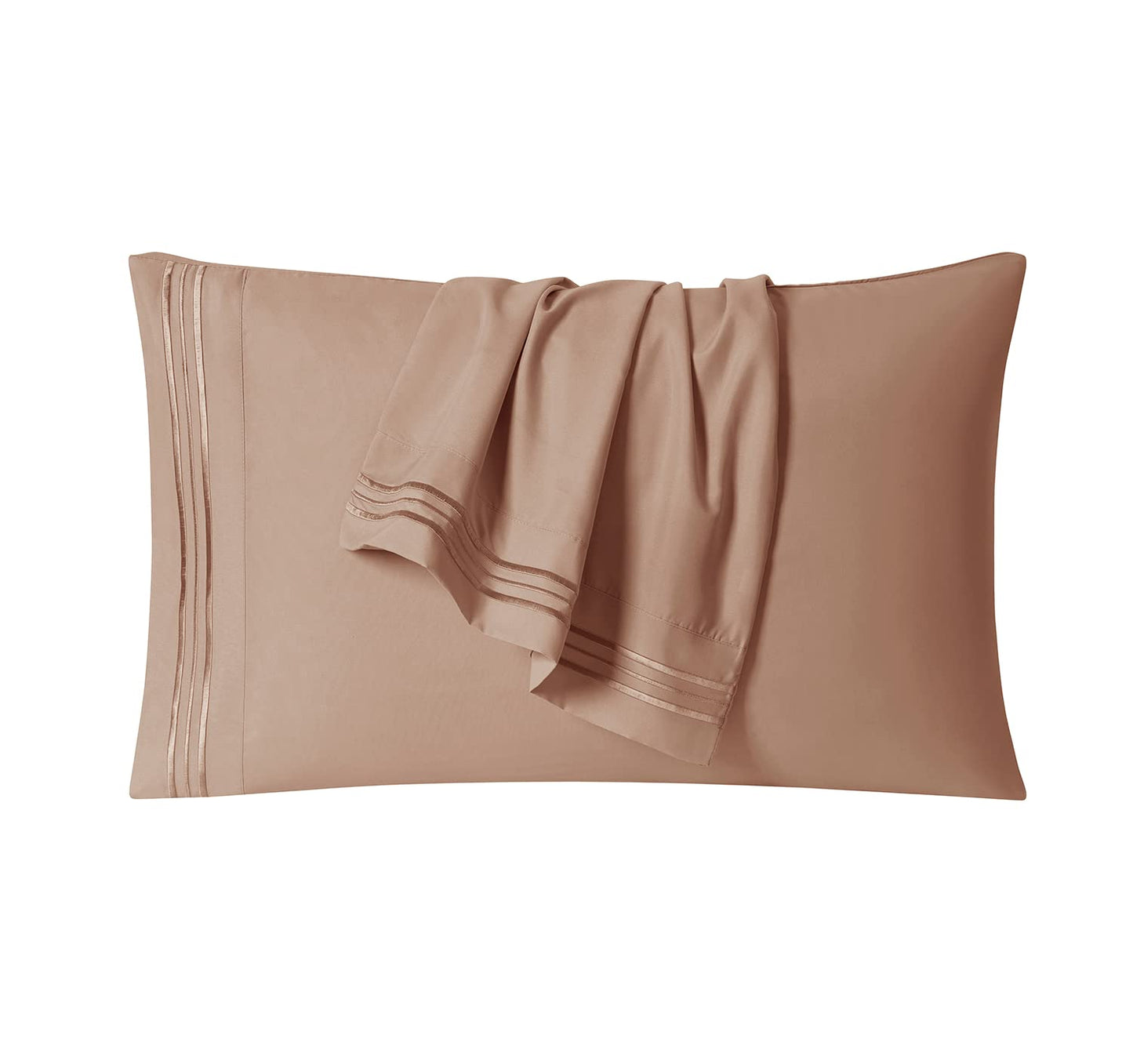 Clara Clark Bed Sheets, Premier 1800 Series 4 Piece Bed Sheet Set, Deep Pocket, Wrinkle, Fade, Stain Resistant, Luxury Soft Bedding Sheets & Pillowcases, King, Taupe Sand