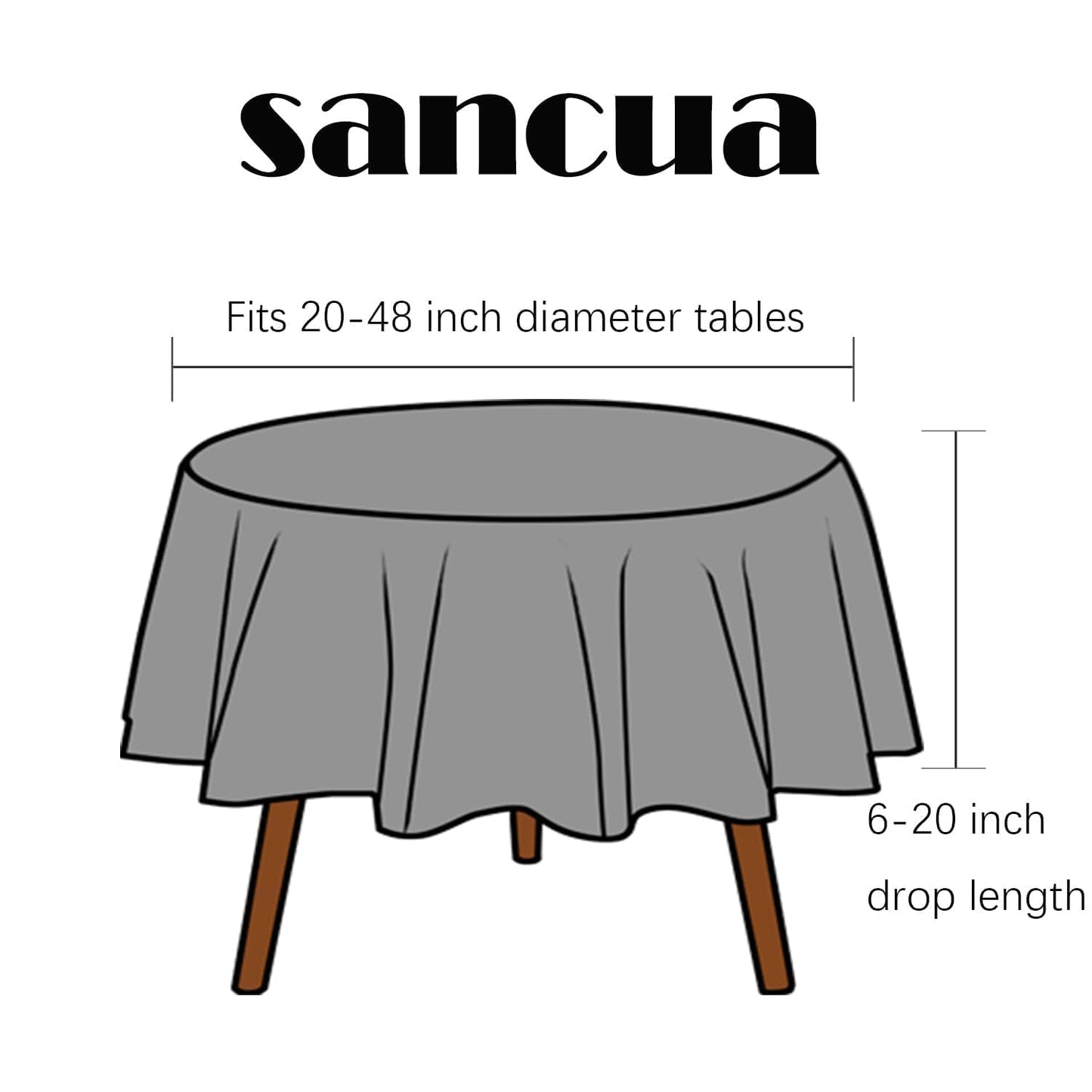 sancua 2 Pack Round Tablecloth 60 Inch White (Fits 20-48 Inch Tables), Stain and Wrinkle Resistant Table Cloth - Washable Polyester Table Cover for Dining Tables, Buffet Parties and Camping