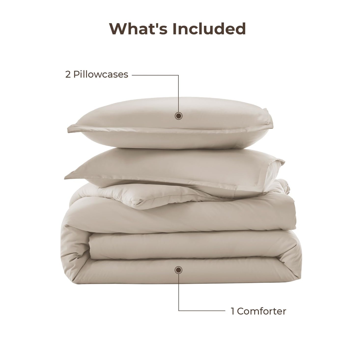 Litanika Oatmeal Comforter King Size, 3 Pieces Lightweight Solid Bedding Comforter Set, All Season Fluffy Bed Set