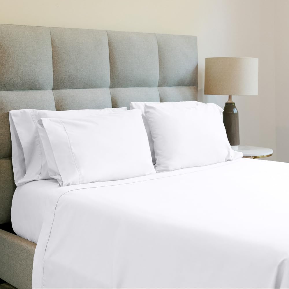 Jennifer Adams Essentials Sheet Set 4 Piece, Microfiber Bed Sheets Set - Breathable, Wrinkle & Fade Resistant - Deep Pockets up to 16” for King Size Bed (White)